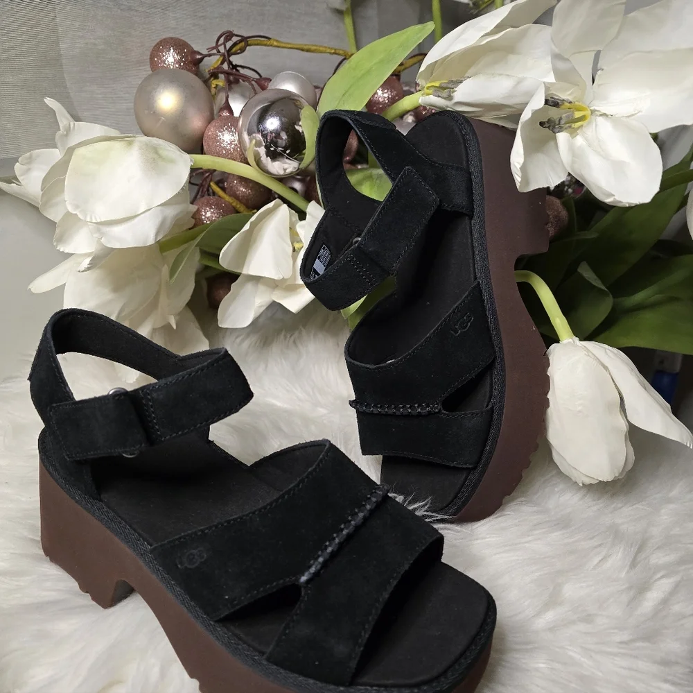Ugg Heights Ankle Strap black Women's Shoes New